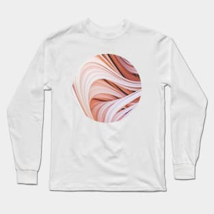 Stranded Strain. Creme Color Abstract Art Strands. Circle Crop Long Sleeve T-Shirt